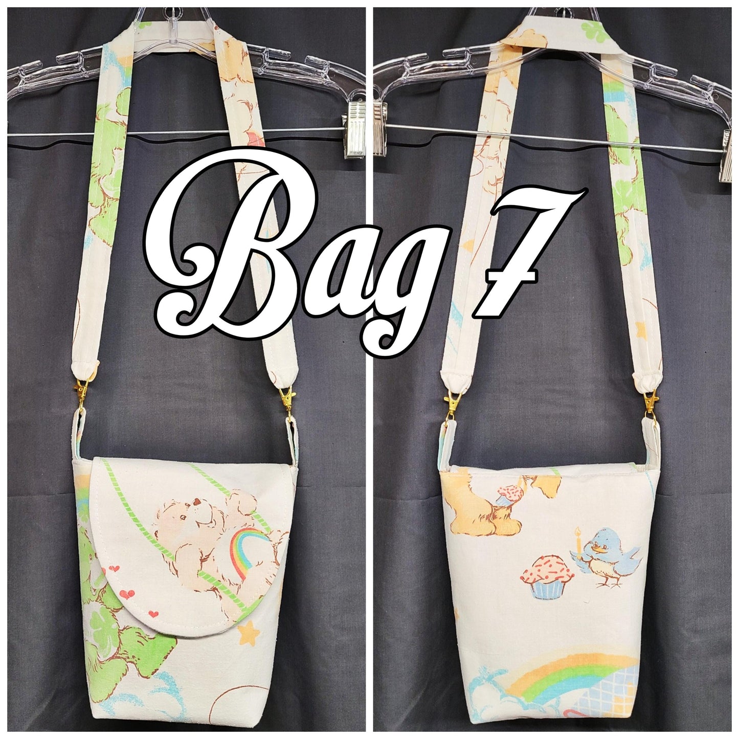 Ridiculously adorable Care Bears purses made from genuine 1982 Care Bears bedding!